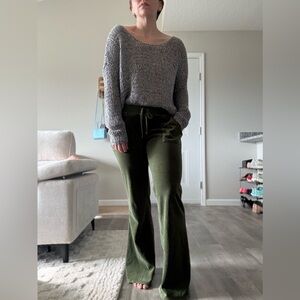 VGUC Juicy Couture Flare Olive Velour Pants, Size L